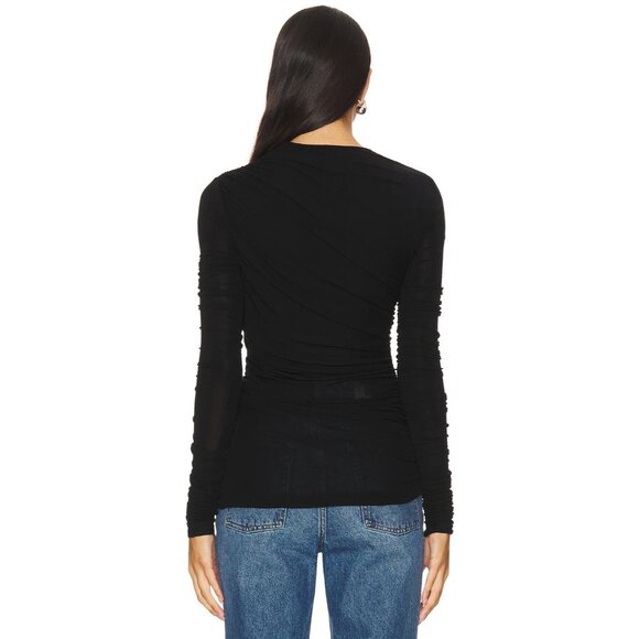 Agolde Tania Twist Tshirt in Black Small New Womens Long Sleeve Top Tee - Picture 16 of 17